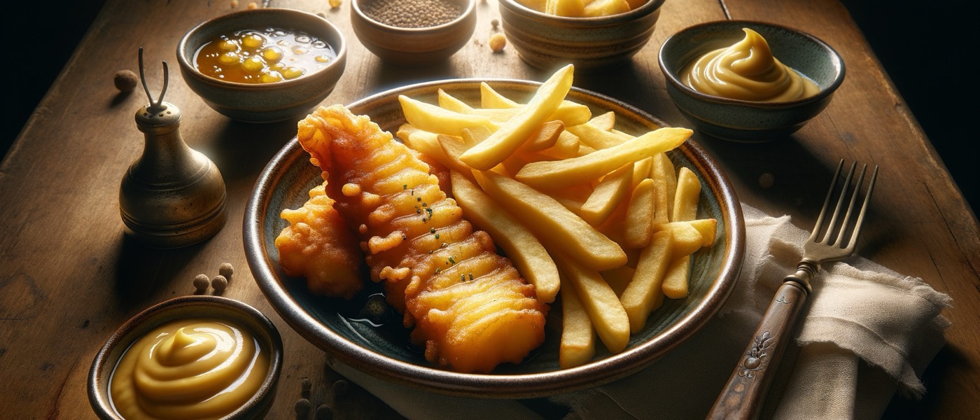 Flussbarsch Fish & Chips (Britischer Teigmantel)